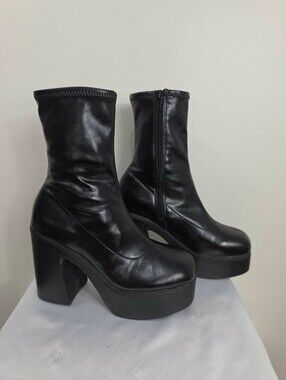 Call It Spring Black Platform Chunky Heel Ankle Boots